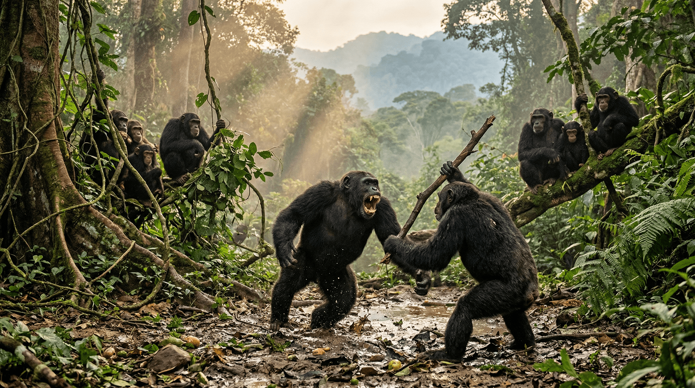 Schimpansen-Bürgerkrieg Uganda belebt de Waals Primatenbücher