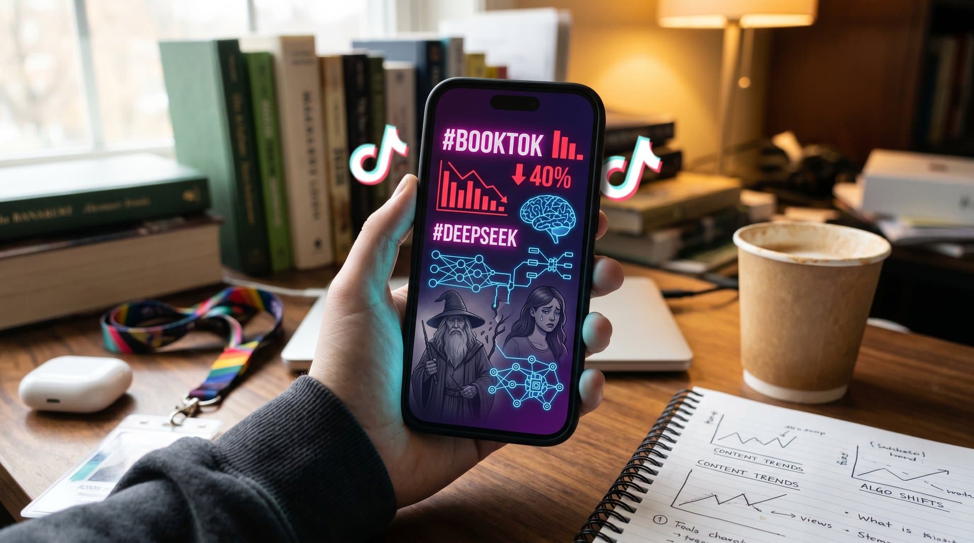 BookTok-Feed mit DeepSeek-KI-Grafiken und fallenden View-Zahlen