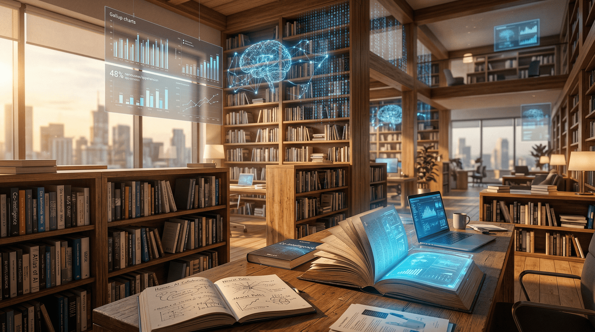 KI-Arbeitsrevolution: Gallup-Studie zeigt 48% Nervosität – 4 Sachbücher