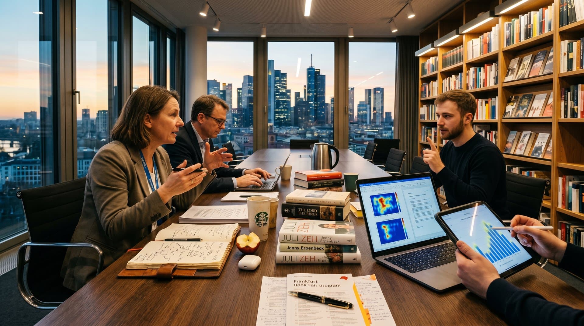 Verlags-Team diskutiert Microsoft Legal AI mit Büchern und KI-Analysen