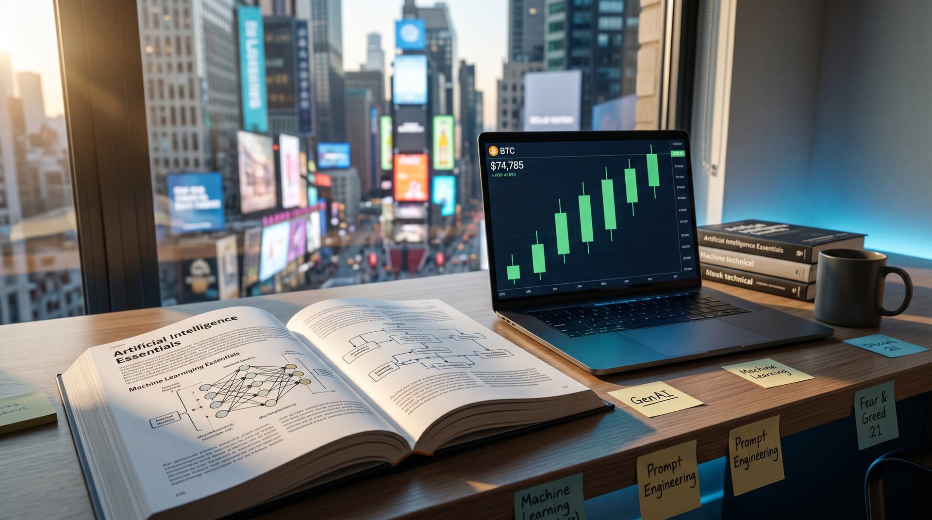 Artificial Intelligence Essentials Rezension: 3 Säulen bei BTC $74.785