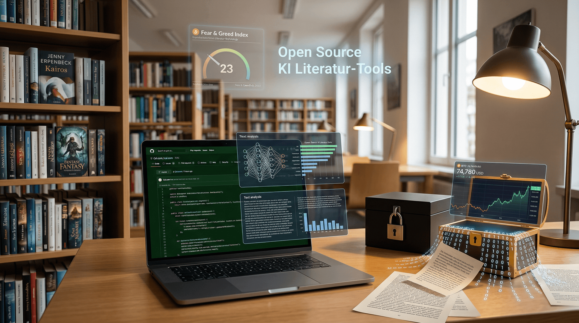 Open Source KI Literatur-Tools siegen: Cal.com scheitert bei BTC 74.780 USD