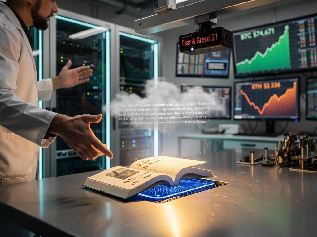 BookTok-Trend mit KI-Buch, Fear & Greed Chart und Krypto-Grafiken