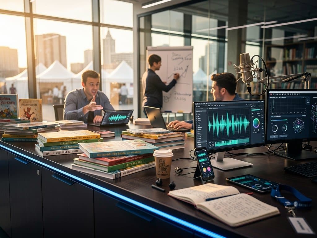 Tech-Labor testet KI als Vorleser für Kinderbücher inmitten von Büchern und Geräten